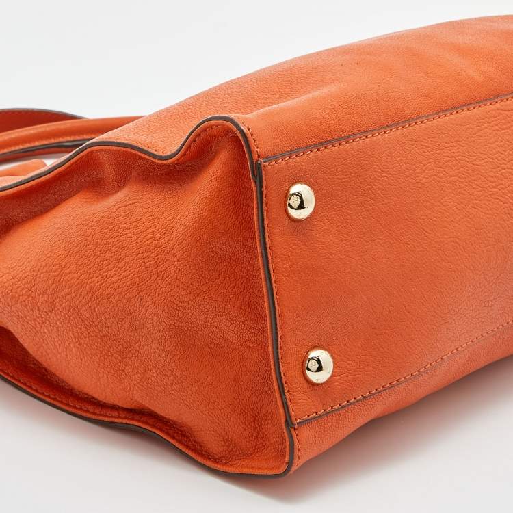 Pre Owned MICHAEL Michael Kors Orange Leather Large Hamilton North South Tote