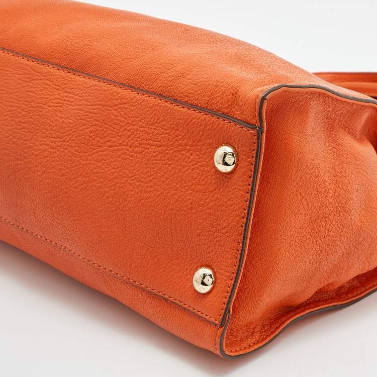 Pre Owned MICHAEL Michael Kors Orange Leather Large Hamilton North South Tote
