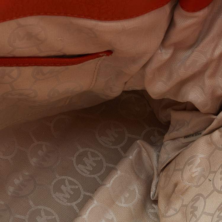 Pre Owned MICHAEL Michael Kors Orange Leather Large Hamilton North South Tote