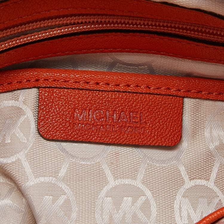 Pre Owned MICHAEL Michael Kors Orange Leather Large Hamilton North South Tote