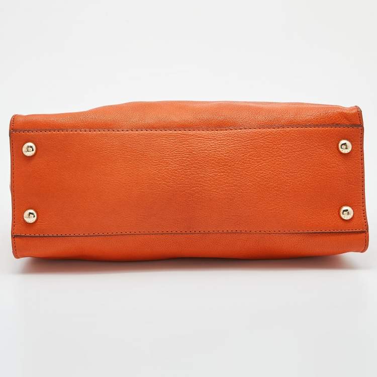 Pre Owned MICHAEL Michael Kors Orange Leather Large Hamilton North South Tote