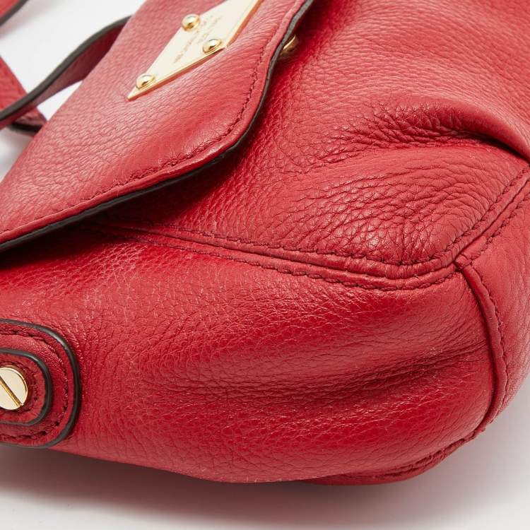 Pre Owned MICHAEL Michael Kors Red Leather Flap Crossbody Bag