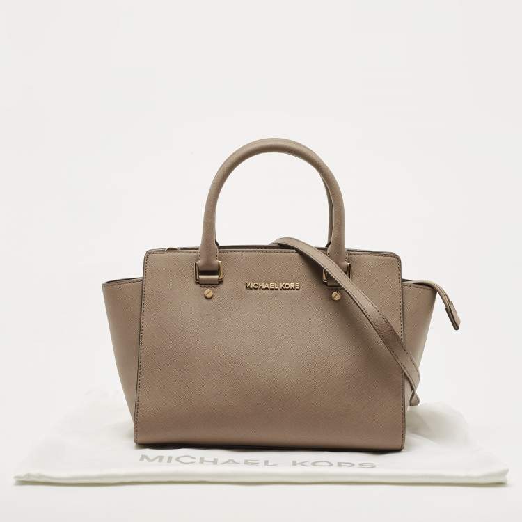 Pre Owned MICHAEL Michael Kors Beige Saffiano Leather Medium Selma Tote
