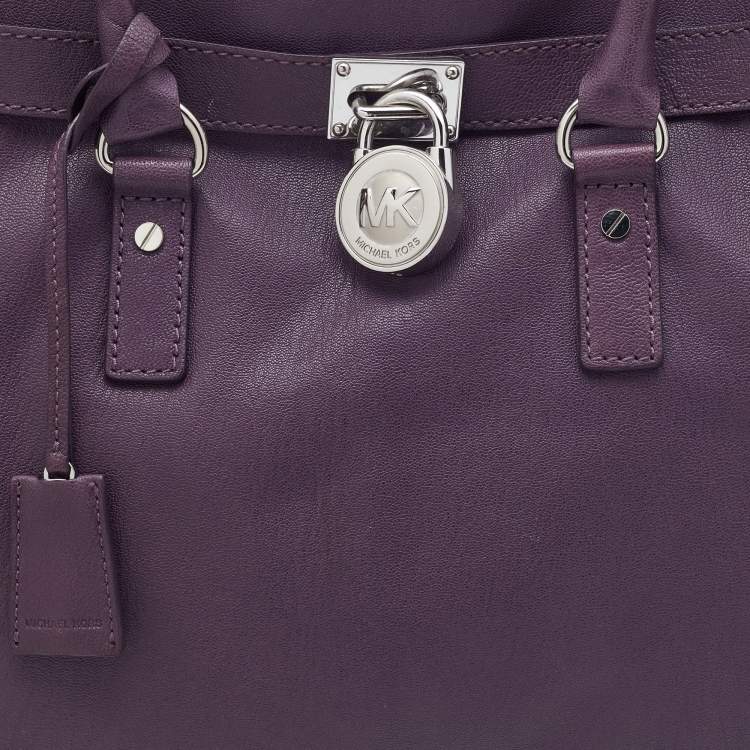 مملوكة مسبقًا MICHAEL Michael Kors Plum Leather Hamilton North South Tote
