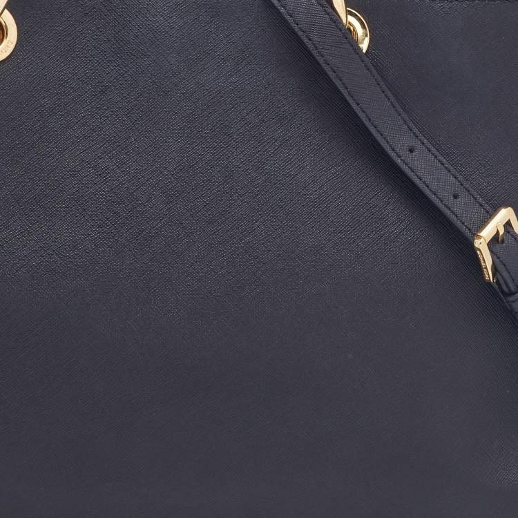 Pre Owned MICHAEL Michael Kors Saffiano Black Leather Medium Cynthia Tote