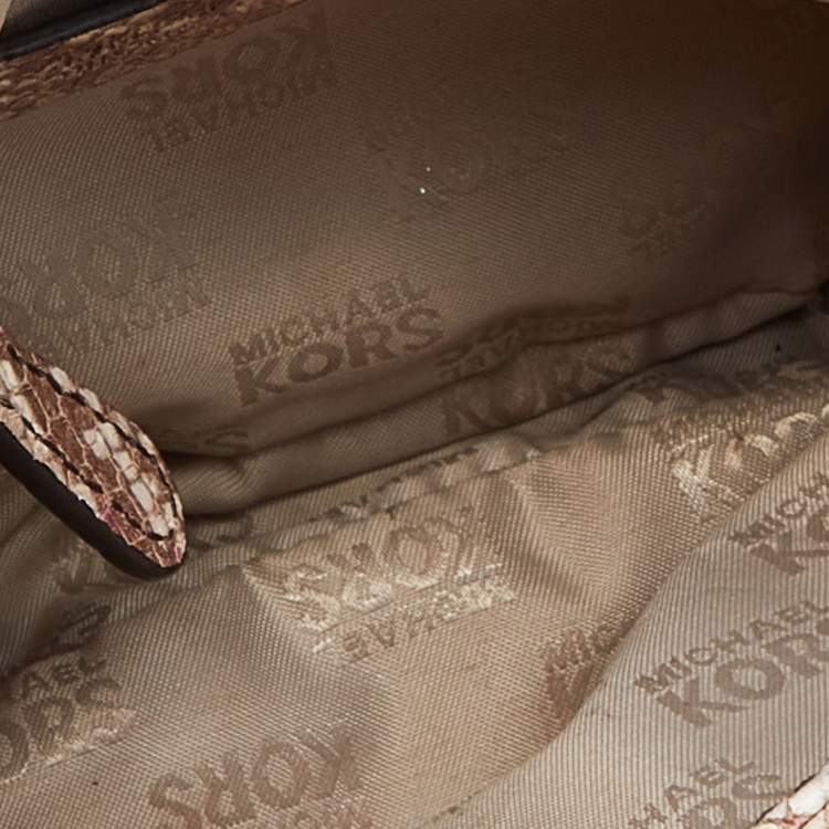 Pre Owned MICHAEL Michael Kors Beige Python Embossed Leather Bedford Crossbody Bag