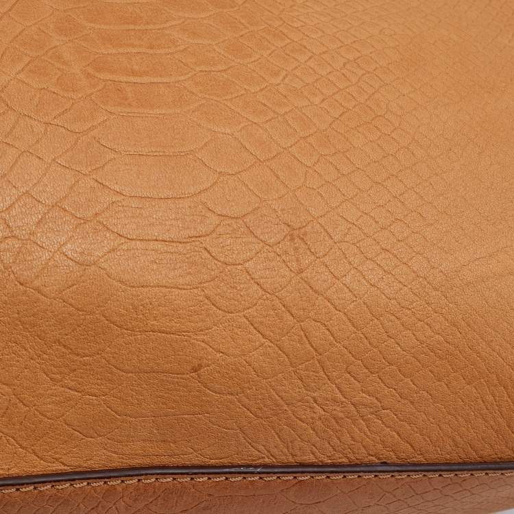 Pre Owned MICHAEL Michael Kors Beige Python Embossed Leather Hamilton North South Tote
