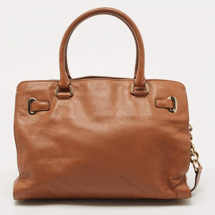 Pre Owned MICHAEL Michael Kors Brown Leather East West Hamilton Tote