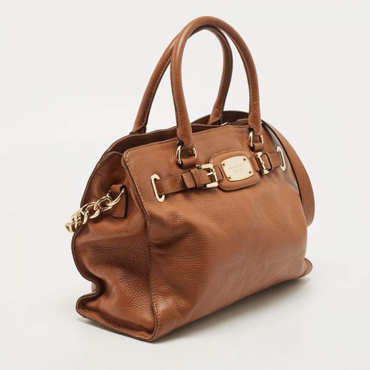 Pre Owned MICHAEL Michael Kors Brown Leather East West Hamilton Tote