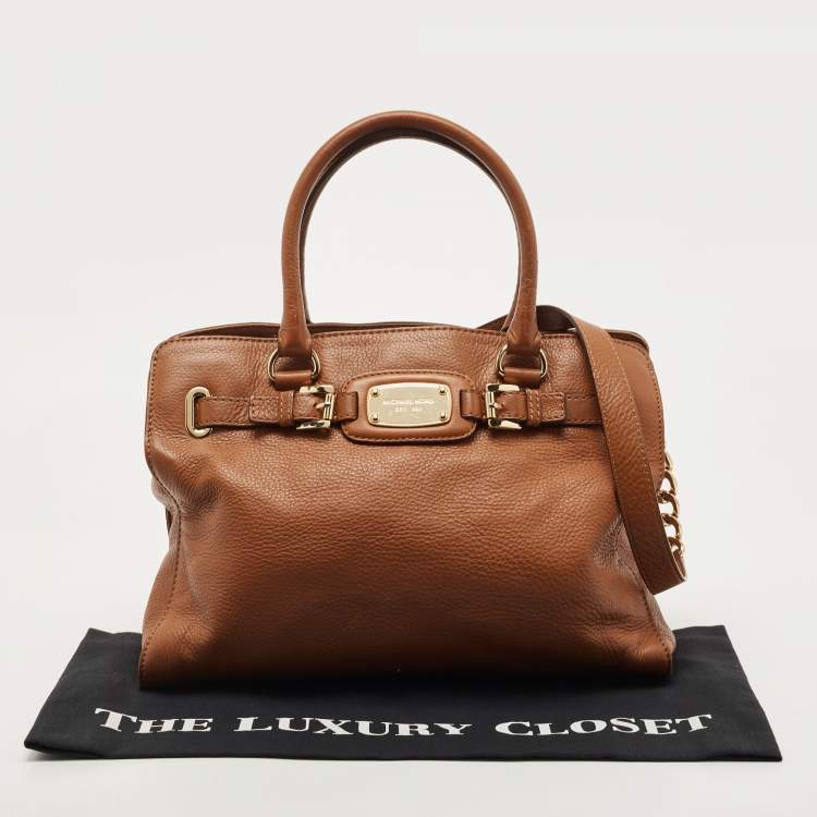 Pre Owned MICHAEL Michael Kors Brown Leather East West Hamilton Tote