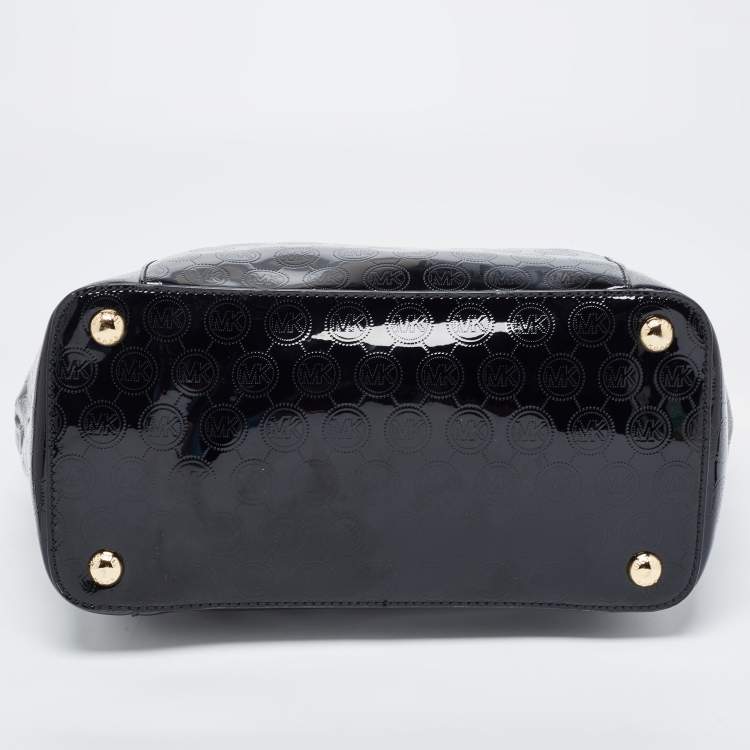 Pre Owned MICHAEL Michael Kors Black Signature Patent Leather Jet Set Tote
