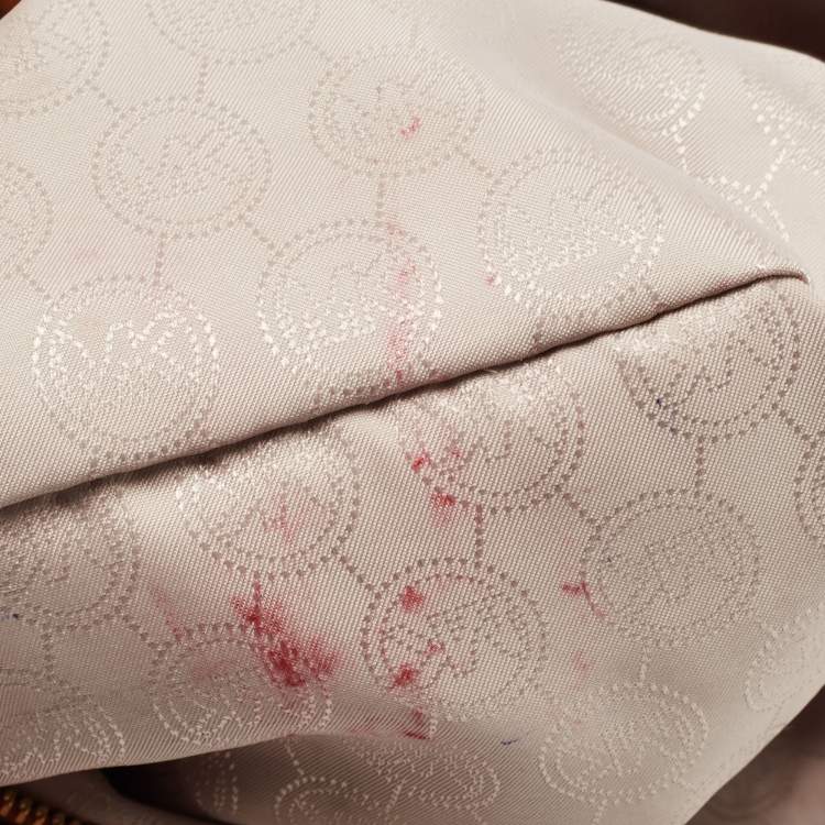 Pre Owned MICHAEL Michael Kors Off White Signature Coated Canvas Cynthia Tote