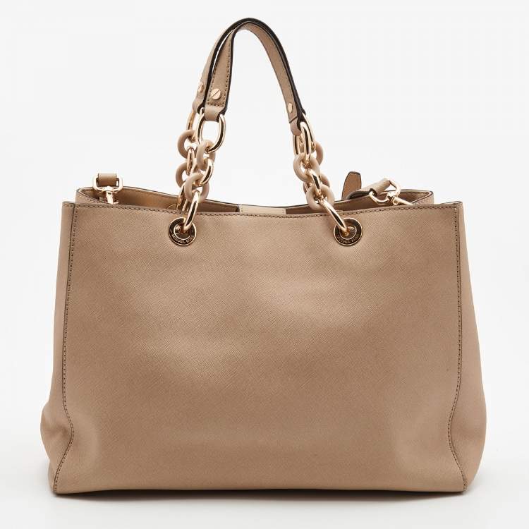 Pre Owned MICHAEL Michael Kors Blush Pink Saffiano Leather Large Cynthia Tote