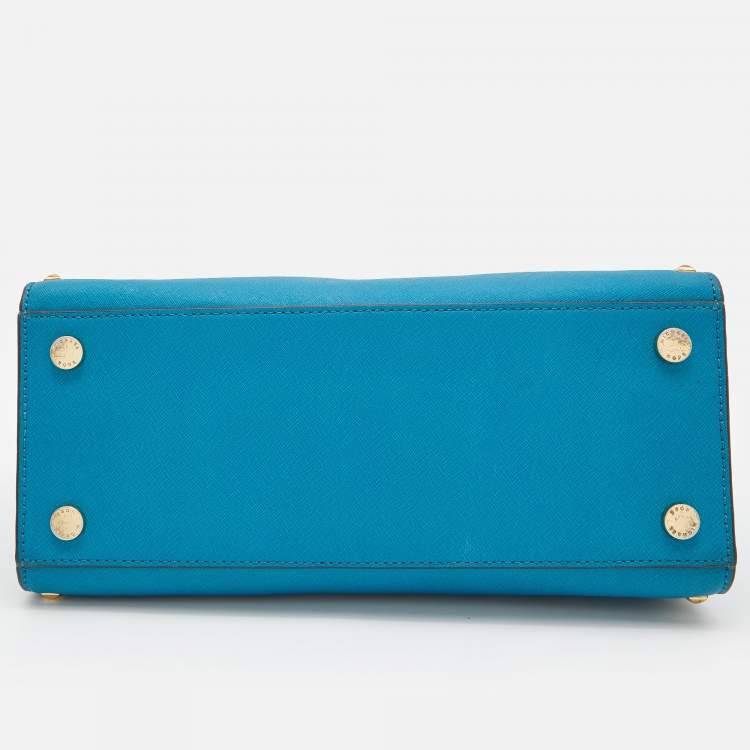 Pre Owned MICHAEL Michael Kors Blue Leather Studded Selma Satchel