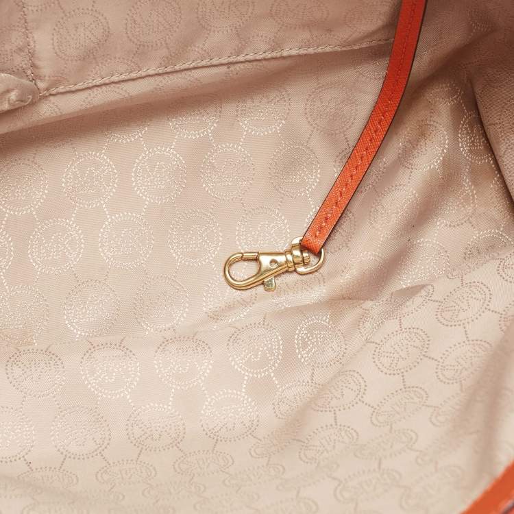 Pre Owned MICHAEL Michael Kors Orange Saffiao Leather Large Jet Set Travel Tote