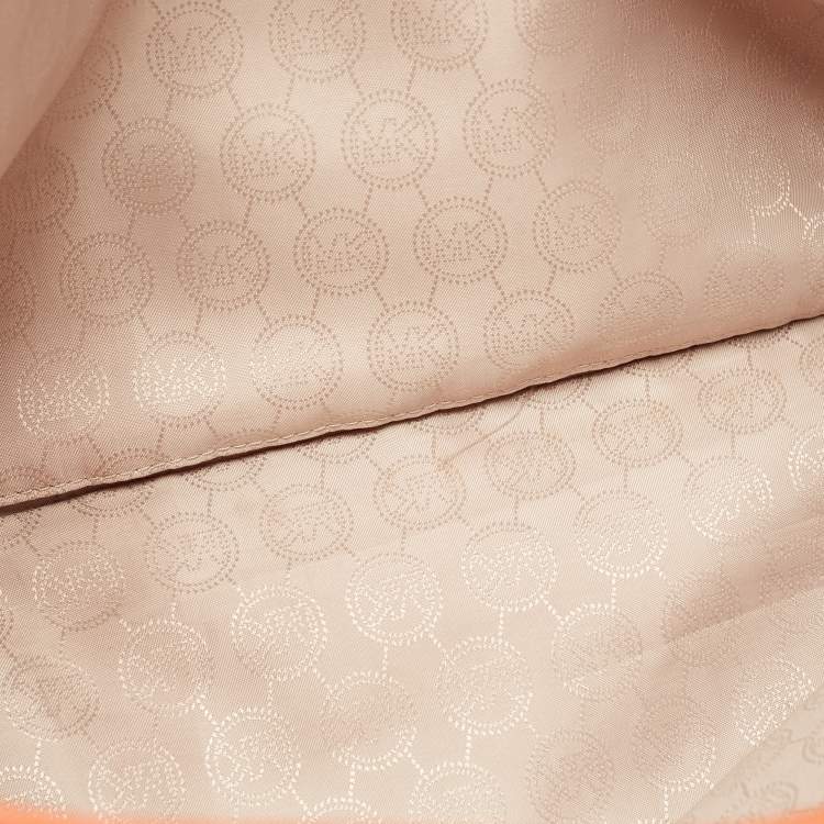 Pre Owned MICHAEL Michael Kors Orange Saffiao Leather Large Jet Set Travel Tote