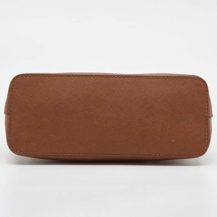 Pre Owned MICHAEL Michael Kors Brown Leather Jet Set Travel Dome Crossbody Bag