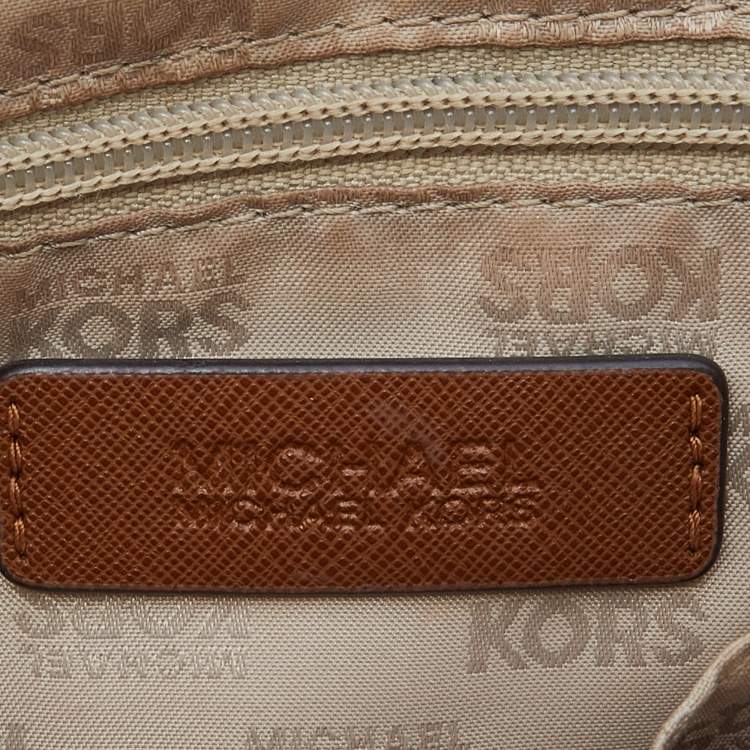 Pre Owned MICHAEL Michael Kors Brown Leather Jet Set Travel Dome Crossbody Bag