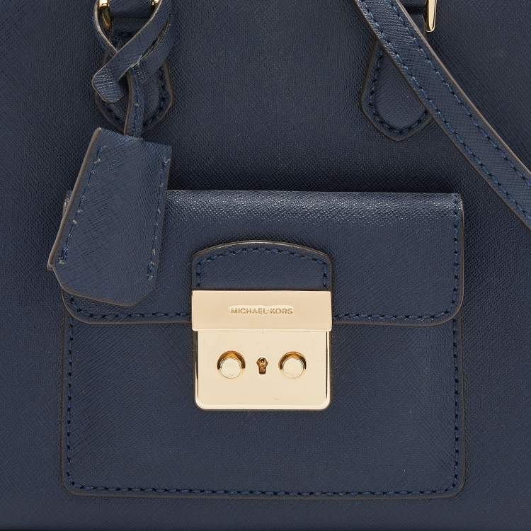 Pre Owned MICHAEL Michael Kors Blue Leather Mini Bridgette Tote