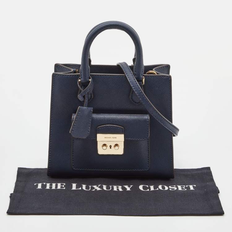 Pre Owned MICHAEL Michael Kors Blue Leather Mini Bridgette Tote