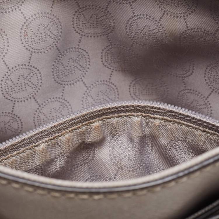Pre Owned MICHAEL Michael Kors Grey Saffiano Leather Hamilton Traveler Tote