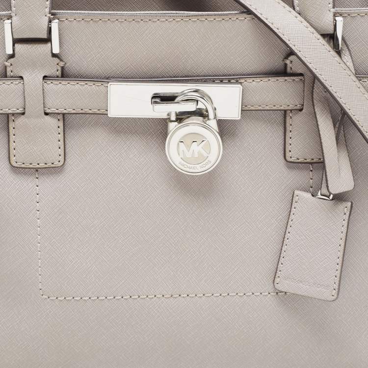 Pre Owned MICHAEL Michael Kors Grey Saffiano Leather Hamilton Traveler Tote