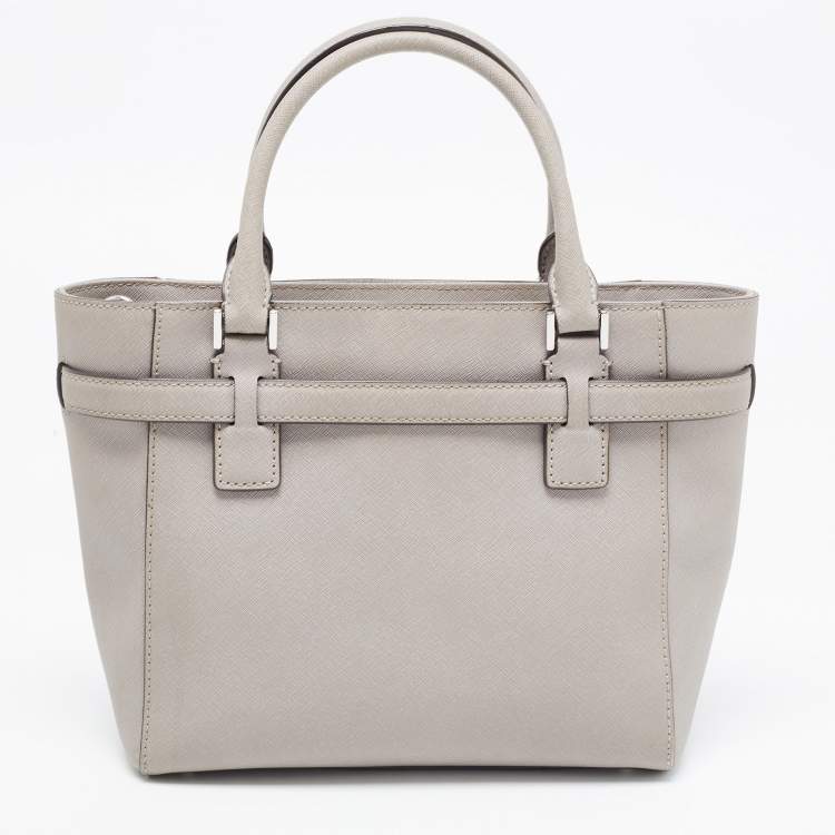 Pre Owned MICHAEL Michael Kors Grey Saffiano Leather Hamilton Traveler Tote