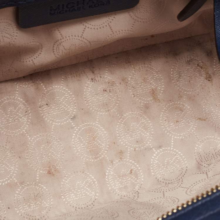Pre Owned MICHAEL Michael Kors Blue Saffiano Leather Small Selma Crossbody Bag