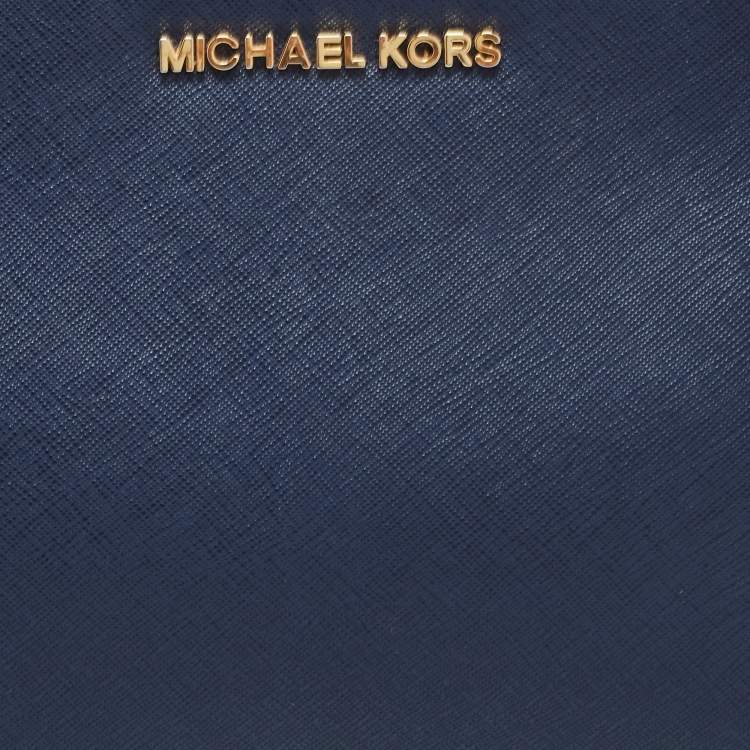 Pre Owned MICHAEL Michael Kors Blue Saffiano Leather Small Selma Crossbody Bag