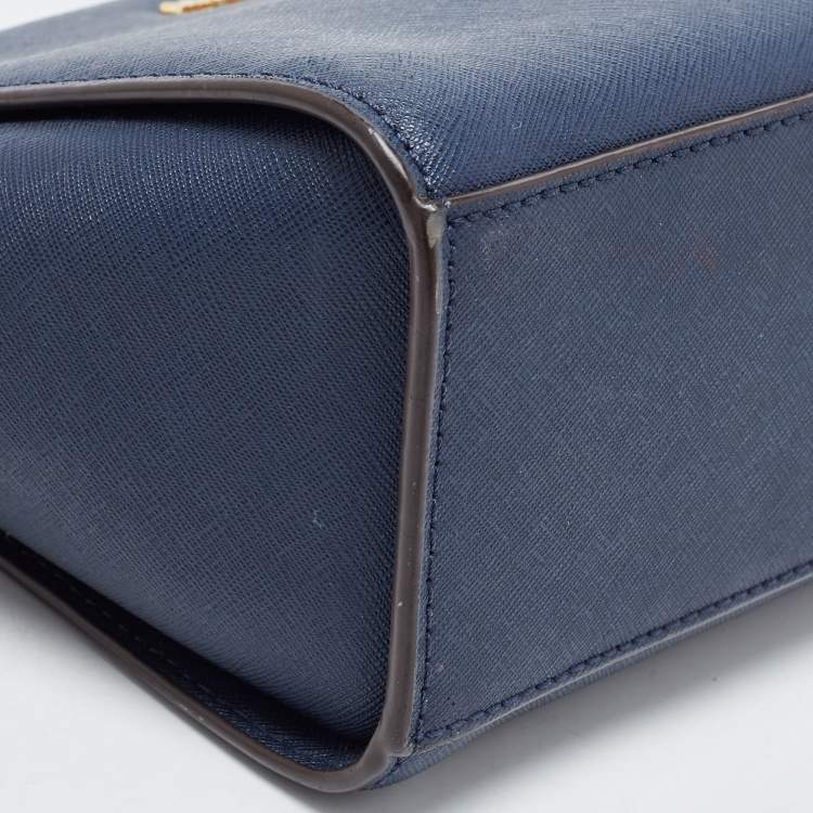 Pre Owned MICHAEL Michael Kors Blue Saffiano Leather Small Selma Crossbody Bag