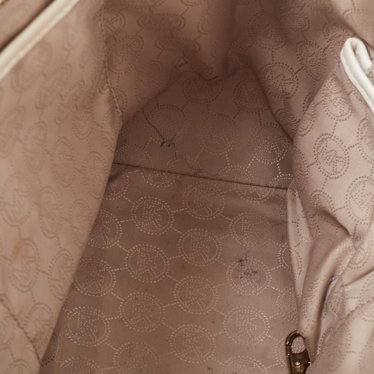 Pre Owned MICHAEL Michael Kors White Leather Hamilton East West Tote