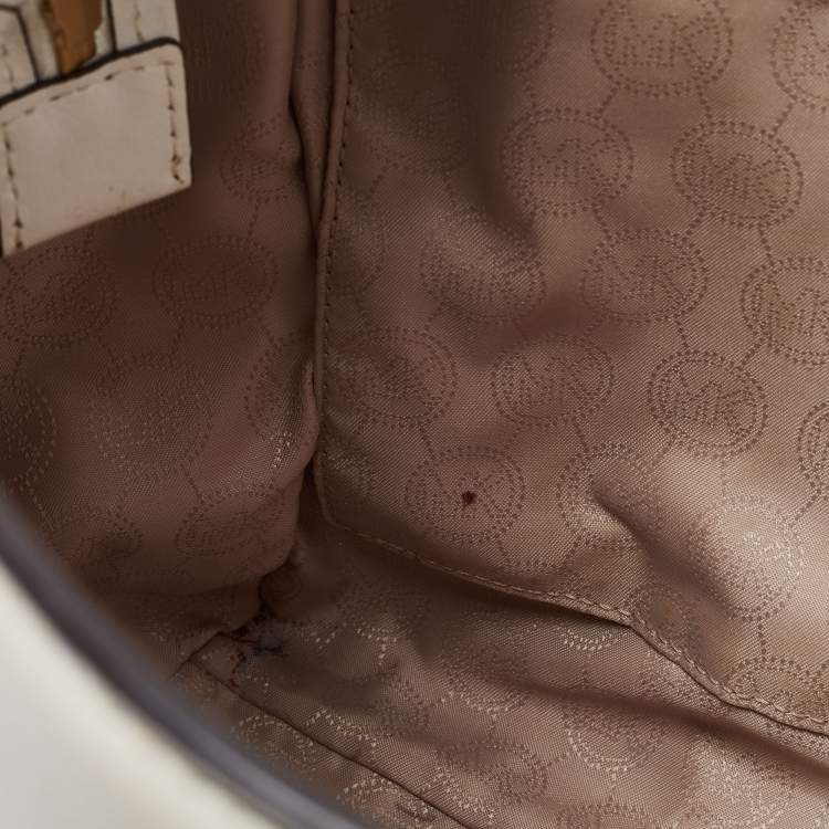 Pre Owned MICHAEL Michael Kors White Leather Hamilton East West Tote