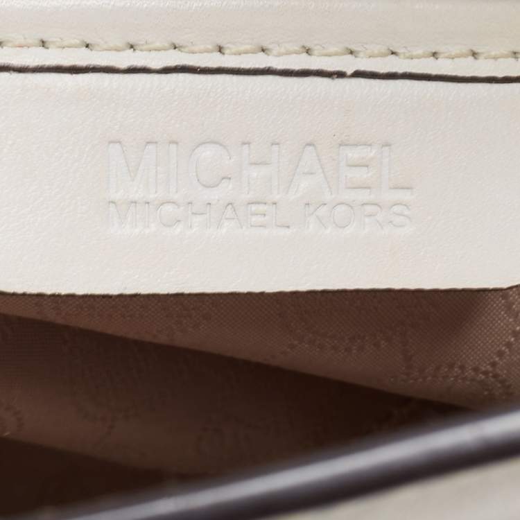 Pre Owned MICHAEL Michael Kors White Leather Hamilton East West Tote