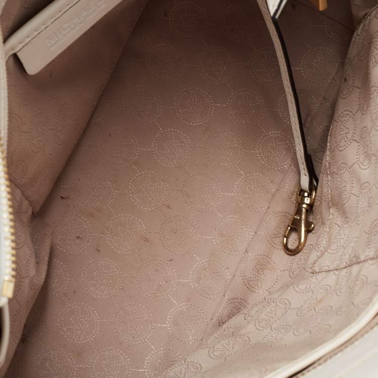 Pre Owned MICHAEL Michael Kors White Leather Hamilton East West Tote