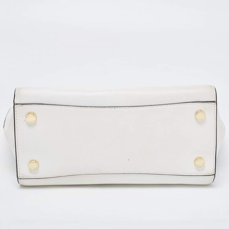 Pre Owned MICHAEL Michael Kors White Leather Hamilton East West Tote