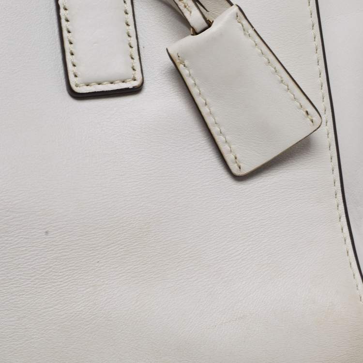 Pre Owned MICHAEL Michael Kors White Leather Hamilton East West Tote