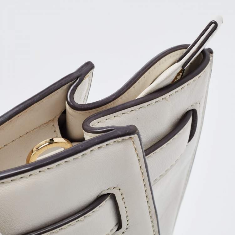 Pre Owned MICHAEL Michael Kors White Leather Hamilton East West Tote