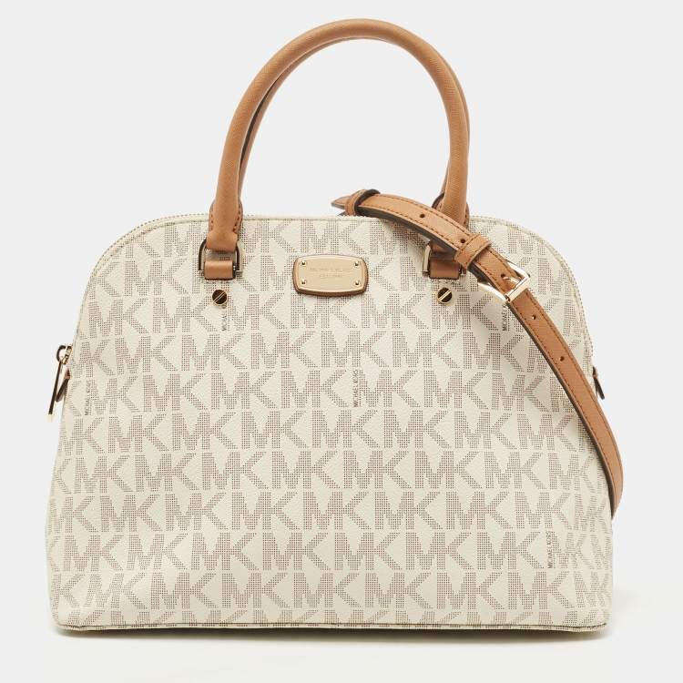 MICHAEL Michael Kors Off-White Signature Coated Canvas Cindy Dome