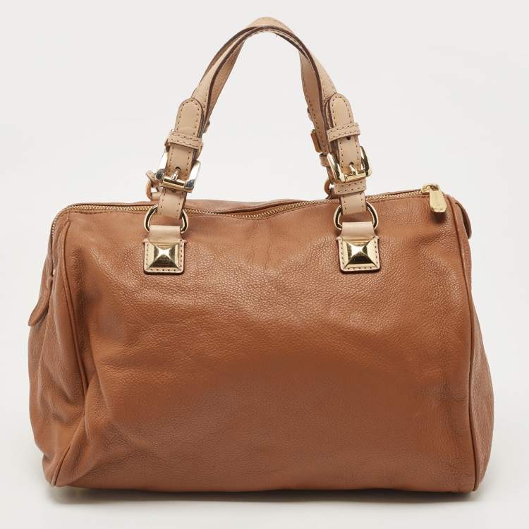 Pre Owned MICHAEL Michael Kors Brown Leather Grayson Boston Bag