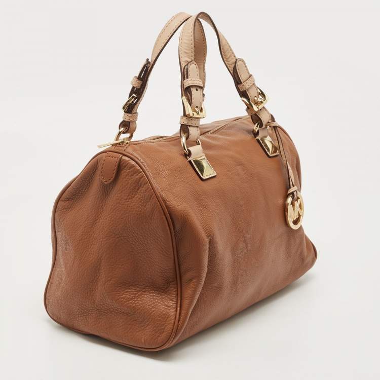 Pre Owned MICHAEL Michael Kors Brown Leather Grayson Boston Bag