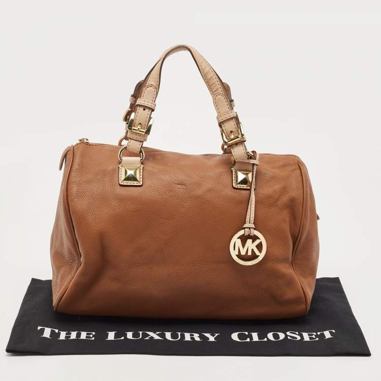 Pre Owned MICHAEL Michael Kors Brown Leather Grayson Boston Bag