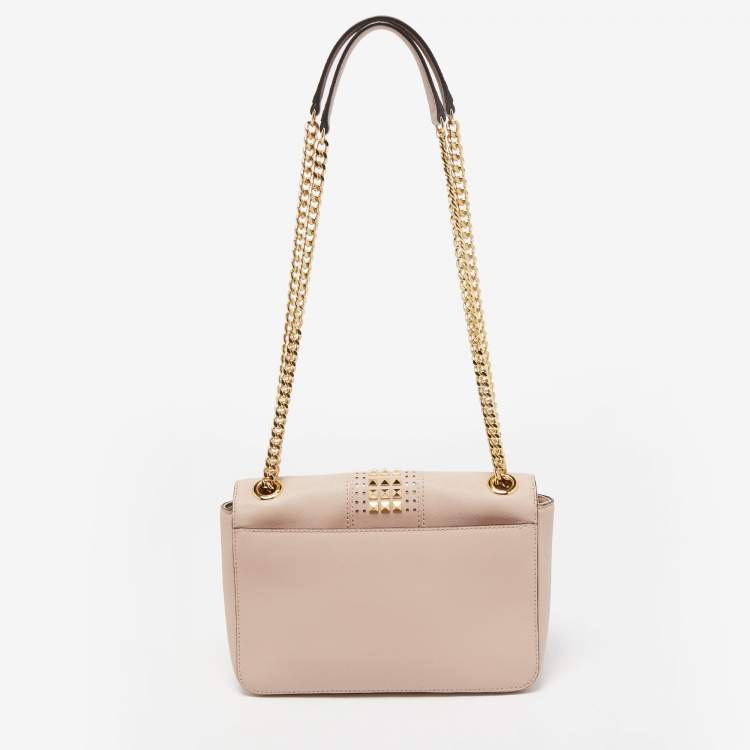 Pre Owned Michael Michael Kors Dusty Pink Studded Leather Tina Shoulder Bag