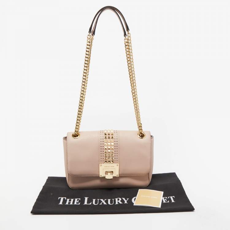 Pre Owned Michael Michael Kors Dusty Pink Studded Leather Tina Shoulder Bag