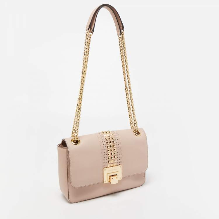 Pre Owned Michael Michael Kors Dusty Pink Studded Leather Tina Shoulder Bag