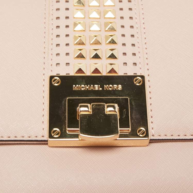 Pre Owned Michael Michael Kors Dusty Pink Studded Leather Tina Shoulder Bag