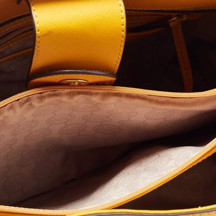 Pre Owned MICHAEL Michael Kors Yellow Saffiano Leather Hamilton North South Tote