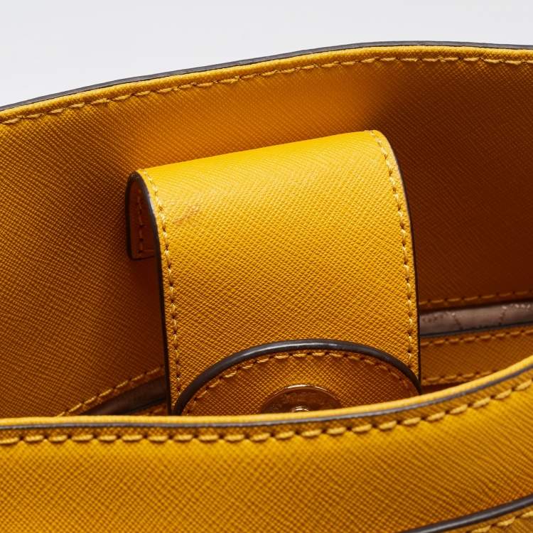 Pre Owned MICHAEL Michael Kors Yellow Saffiano Leather Hamilton North South Tote