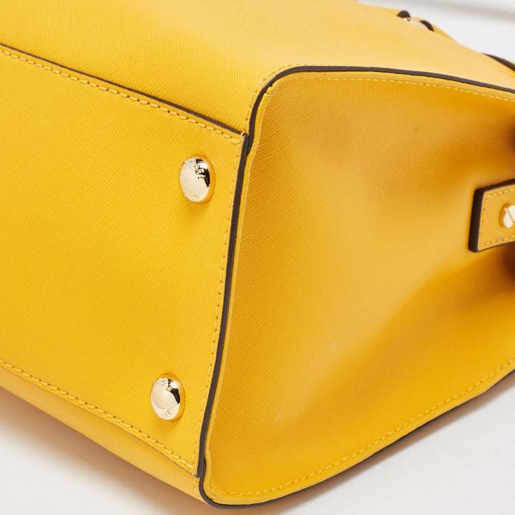 Pre Owned MICHAEL Michael Kors Yellow Saffiano Leather Hamilton North South Tote