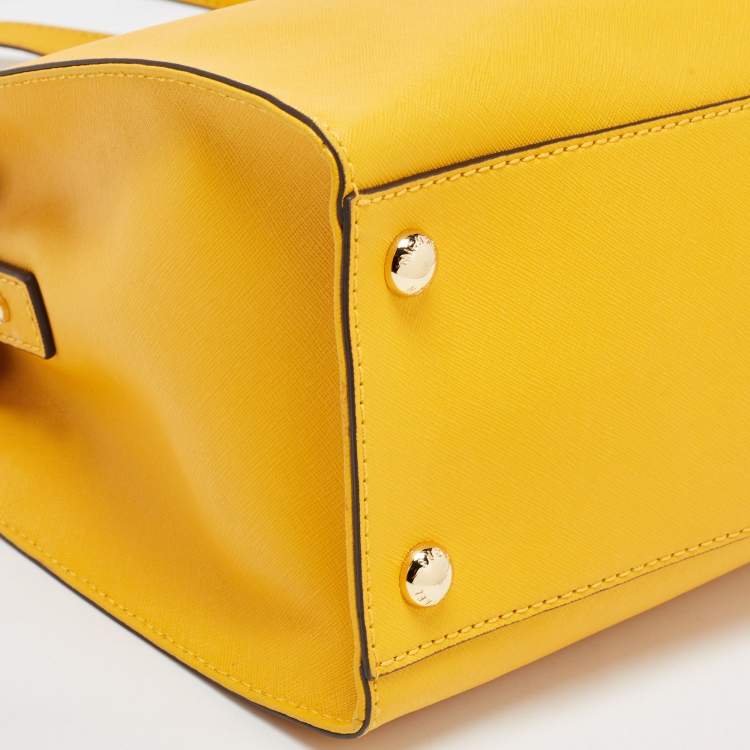 Pre Owned MICHAEL Michael Kors Yellow Saffiano Leather Hamilton North South Tote