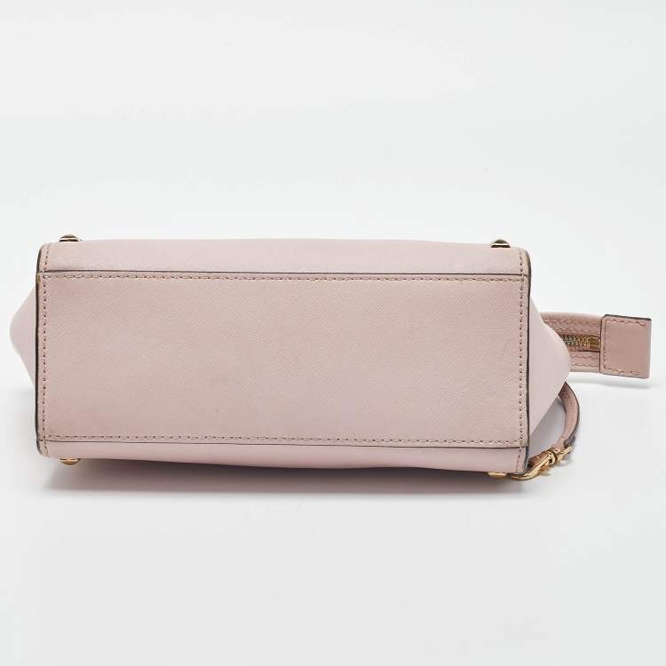 Pre Owned Michael Michael Kors Pink Leather Medium Studded Selma Crossbody Bag